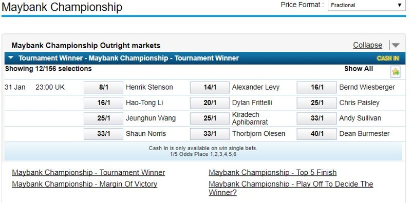 Golf Betting Bookmakers